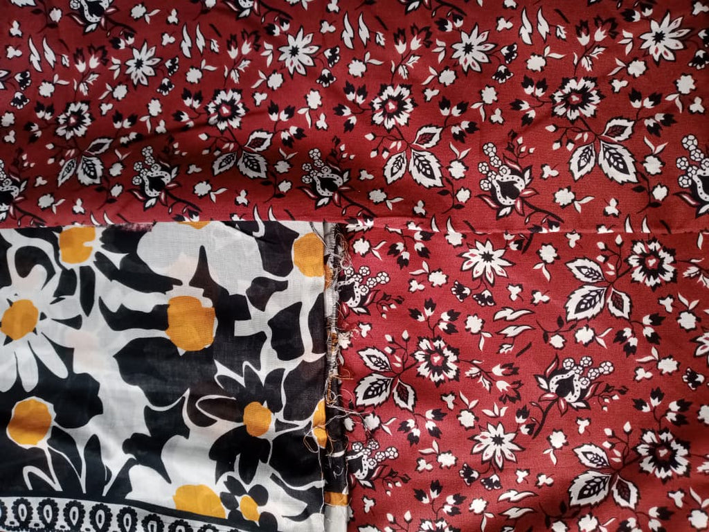 Crimson Red & Black Floral – 3-Piece Digital Printed Lawn Suit